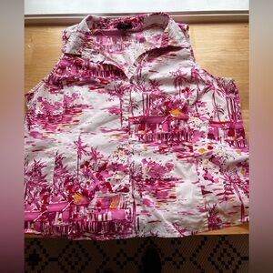 Avenue Pink and White Artistic Top Size 22/24